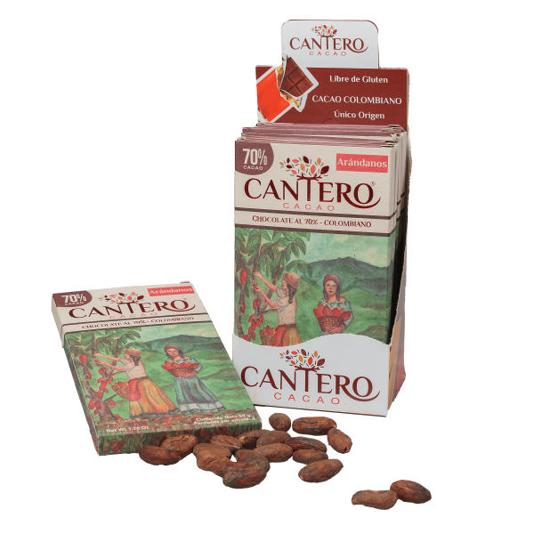 Barra de cacao al 70% con arándanos